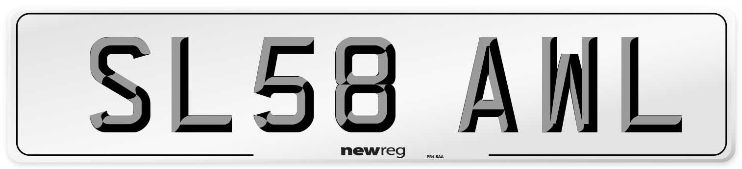 SL58 AWL Number Plate from New Reg